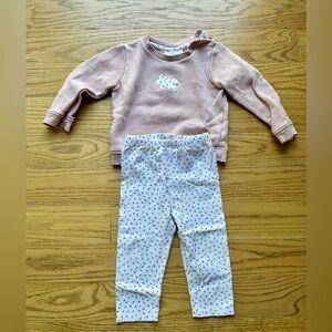 The Little White Company sweater and leggings set in 12-18 months